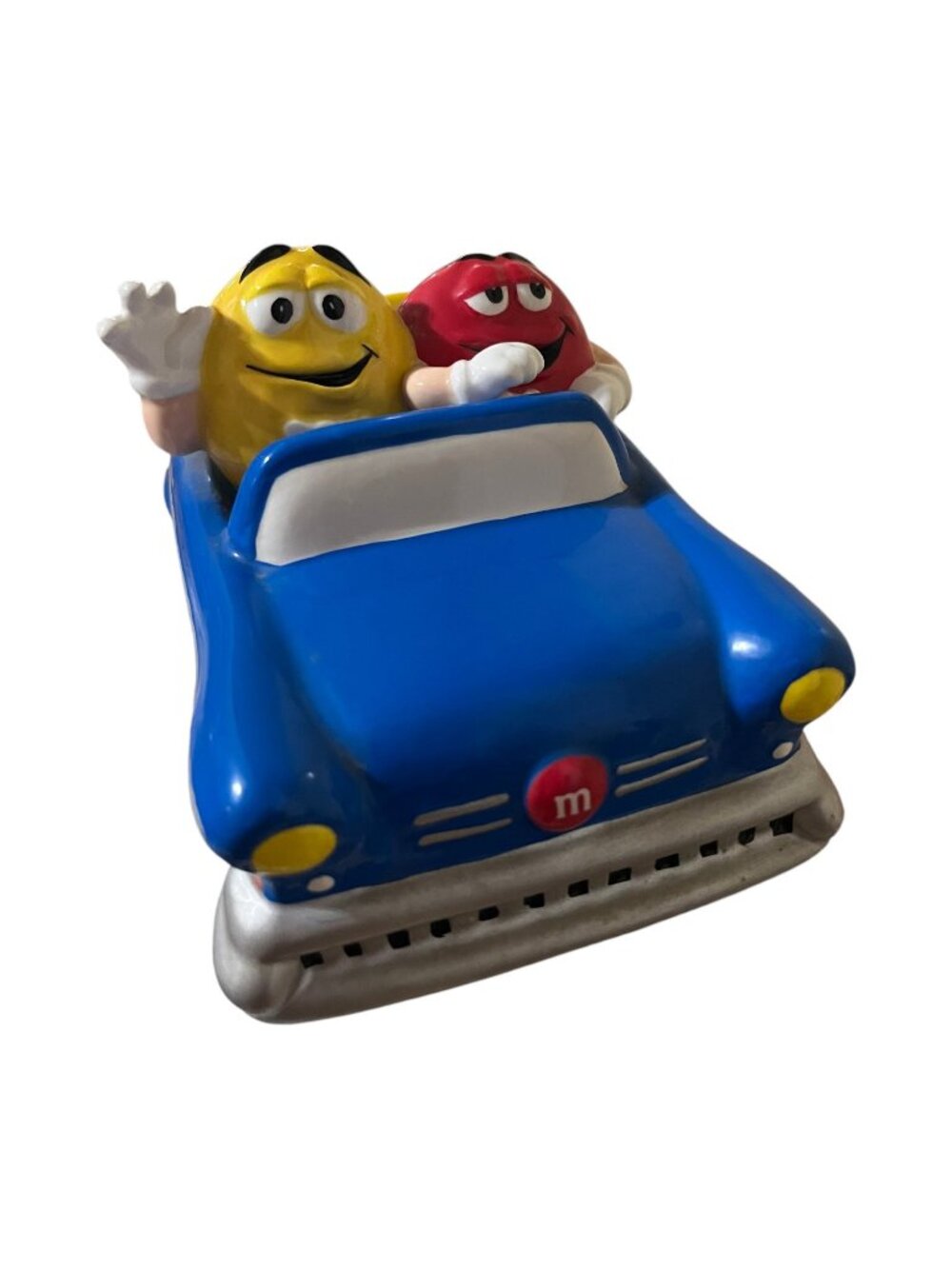 M&M's Ceramic Blue/ RED OR YELLOW Convertible Car with Red and Yellow Characters